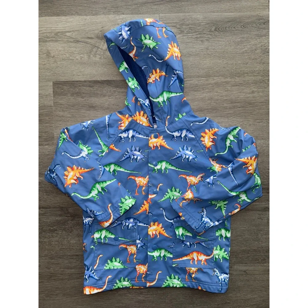 Hatley Pottery Barn Kids Blue Dinosaur Print Raincoat, Size 6